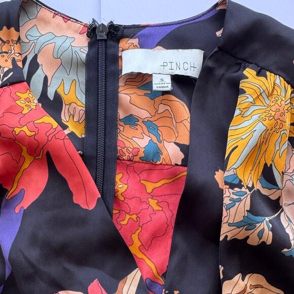 Pinch Abigail Black Floral Satin Maxi Dress Small - Picture 5 of 9